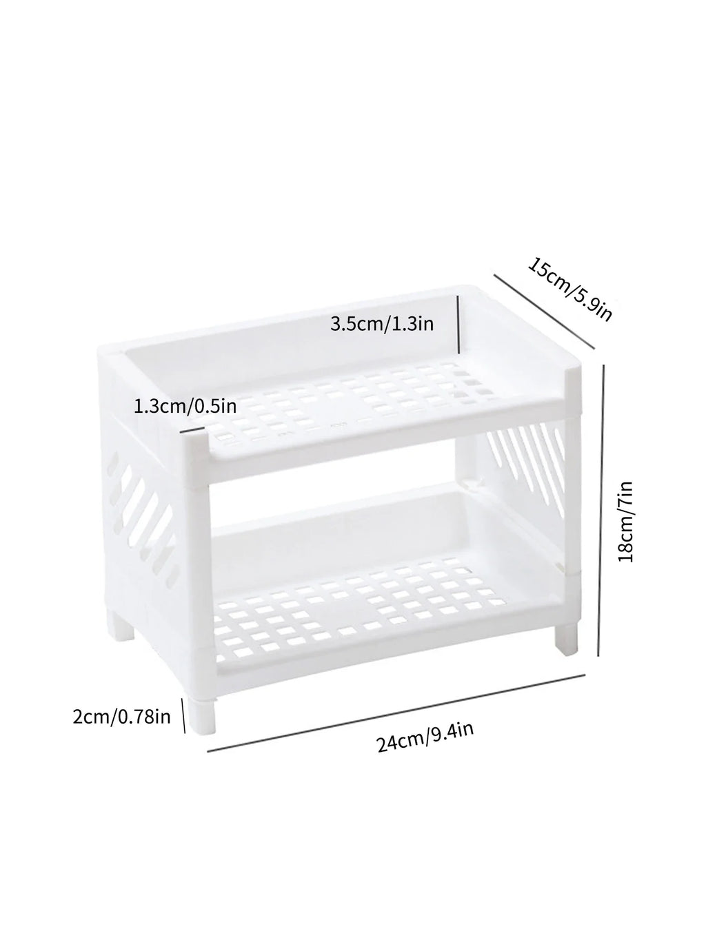 PP Desktop Double Layer Storage Rack Rectangular White Organizing Student Desk Office Cosmetics Stationery Shelf Oasis Select 2pcs white