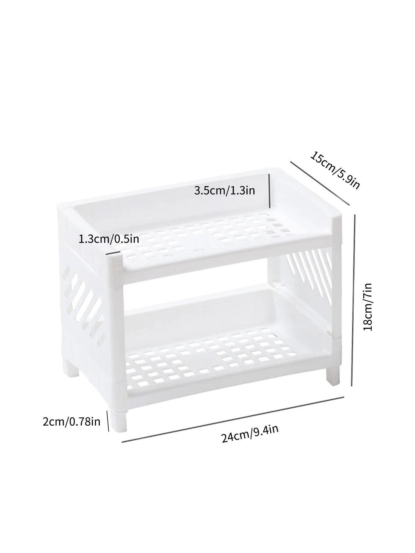 PP Desktop Double Layer Storage Rack Rectangular White Organizing Student Desk Office Cosmetics Stationery Shelf Oasis Select 2pcs white