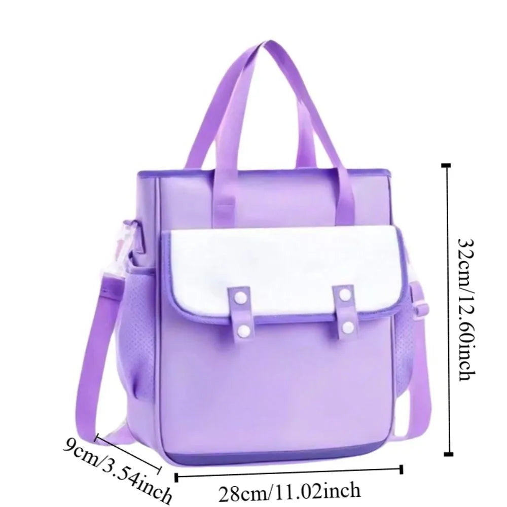 Large Capacity 4-in-1 Canvas Knapsack Waterproof Zipper Student Book Shoulder Bag Lightweight Multifunctional Oasis Select