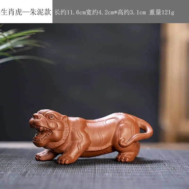 Zisha Twelve Zodiac Creative Tea Pet Ornaments Nurturable Tea Play Tea Accessories Cute Zodiac Small Ornaments Oasis Select Zhu Ni x Tiger