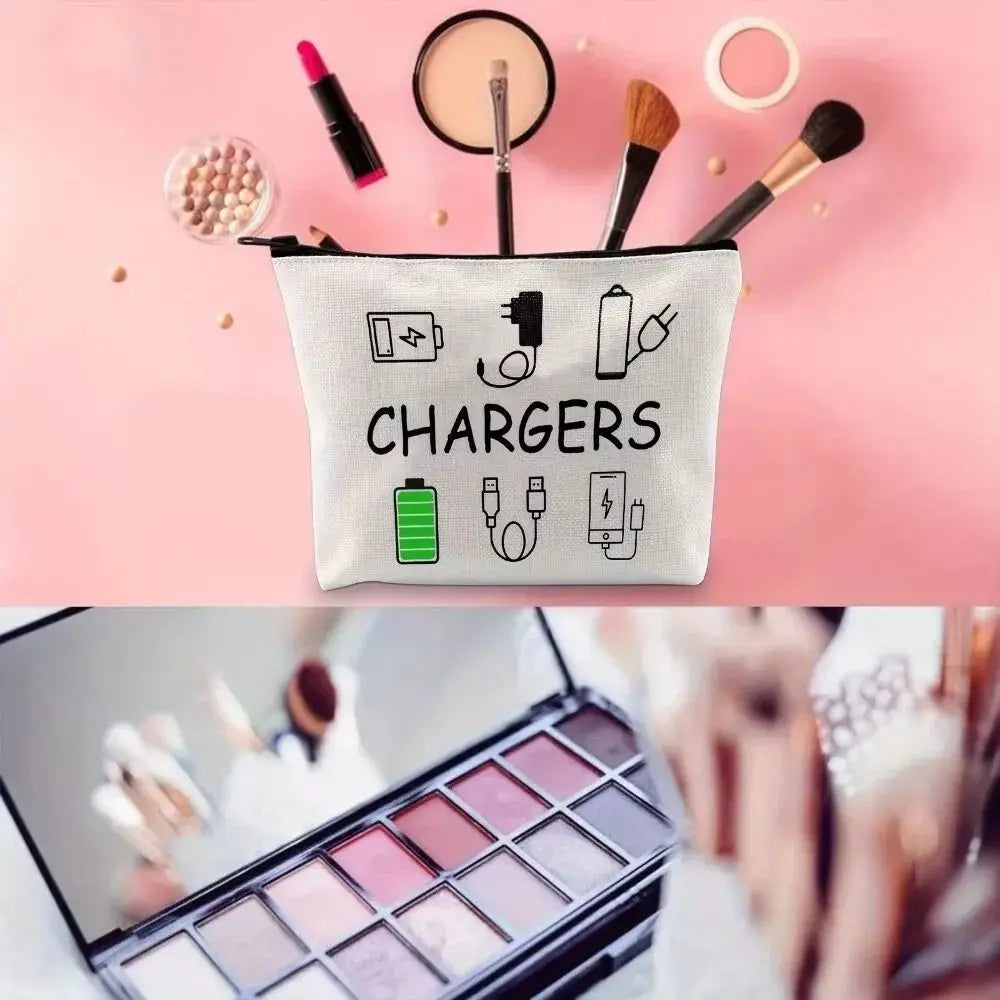 Portable Soft Travel Makeup Bags Canvas Water Proof Lipstick Bag Multifunctional Printing Charger Storage Bag Home Oasis Select