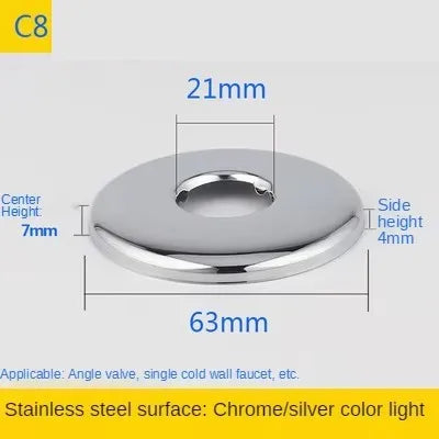 2PCS 1/2"3/4"Faucet Decorative Cover Stainless Steel Water Pipe Connector Heighten Valve Panel Shower Kitchen Faucet Accessories Oasis Select C8-2pcs
