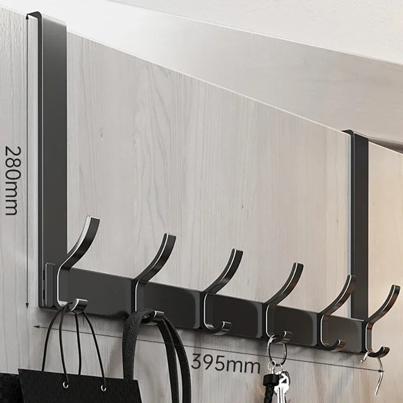 Hooks Over The Door Home Organizer Rack Clothes Coat Hat Towel Hanger Bathroom Accessories Holder Door Hang Quick Installation Oasis Select Black 6 hooks