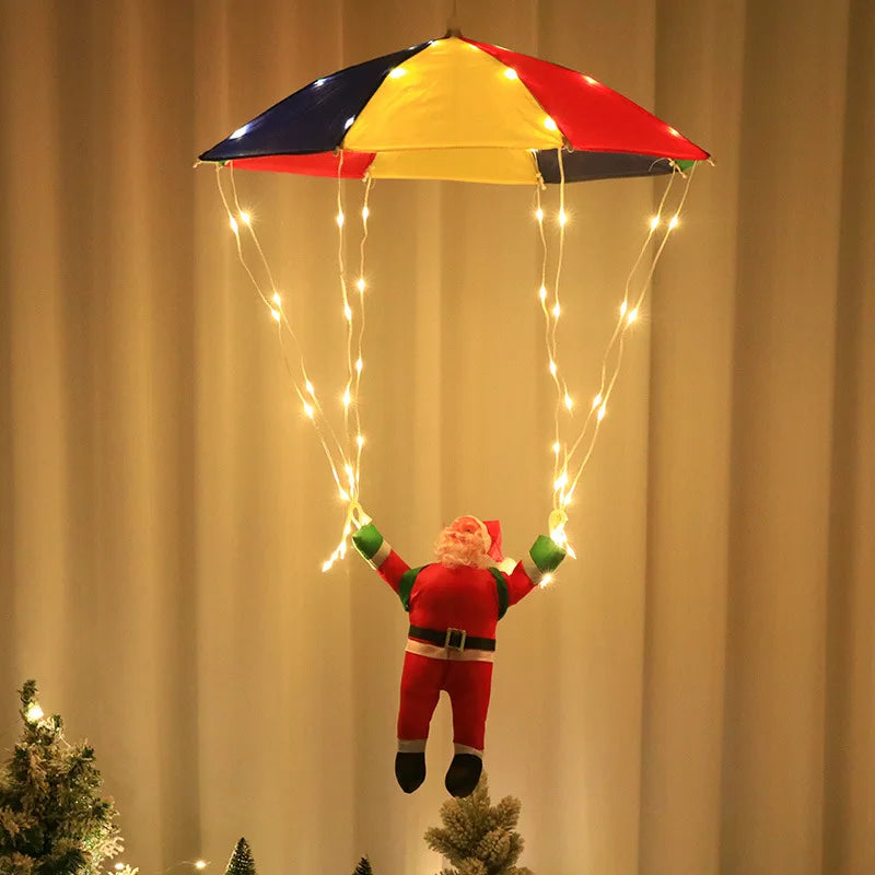 LED Light Christmas Skydiving Old Man Courtyard Gate Christmas Decorative Light Parachute Old Man Light String Oasis Select Warm -Battery