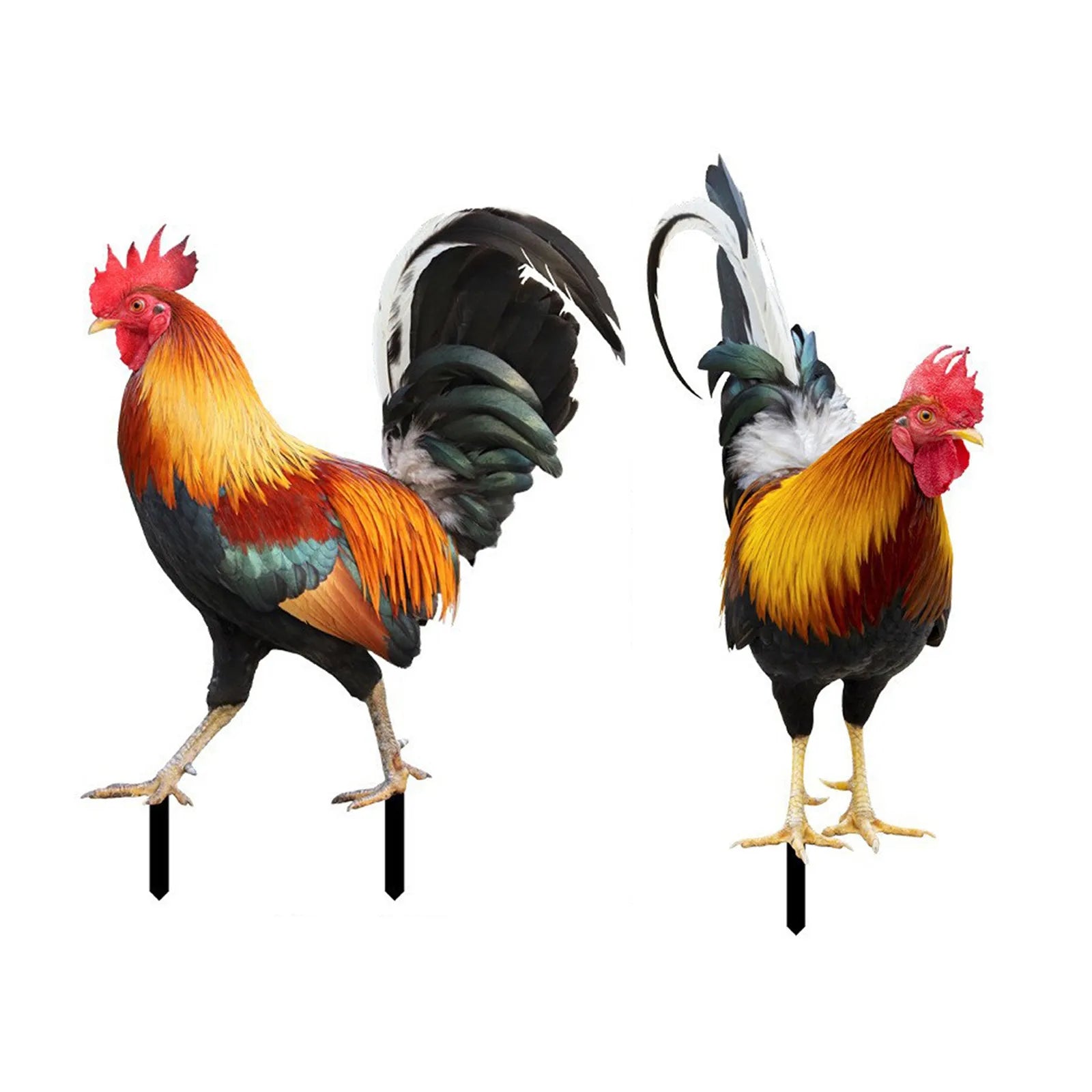 2D Flat Garden Statues Ornaments For Hen Chicken Decorations Sculptures Yard Art Outdoor Decorations Rooster Statue Art Deco Oasis Select 2PCS 1 One Size