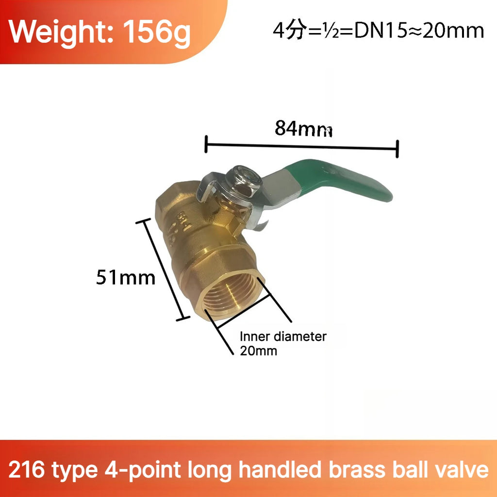 Brass Mini Ball Valve 1/2" 3/4"1inch BSP Type 216 Air Compressor Water Gas Oil Shut Off Valve Thicken Threaded Male To Female Oasis Select DN15 L