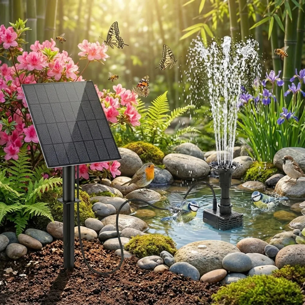 Solar Fountain Pump,DIY 3.5W Water Fountain,with 16 Nozzles Various Water Feature,Rotatable Solar Panel,for Garden/Pond/BirdBath Oasis Select
