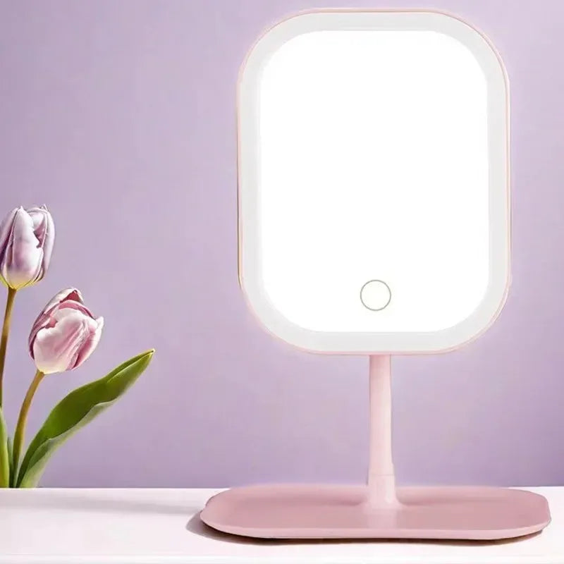 Dimmable LED Makeup Mirror with Stand Touch Control Vanity Mirror with Storage Tray for Bedroom & Bathroom Beauty Tools Oasis Select
