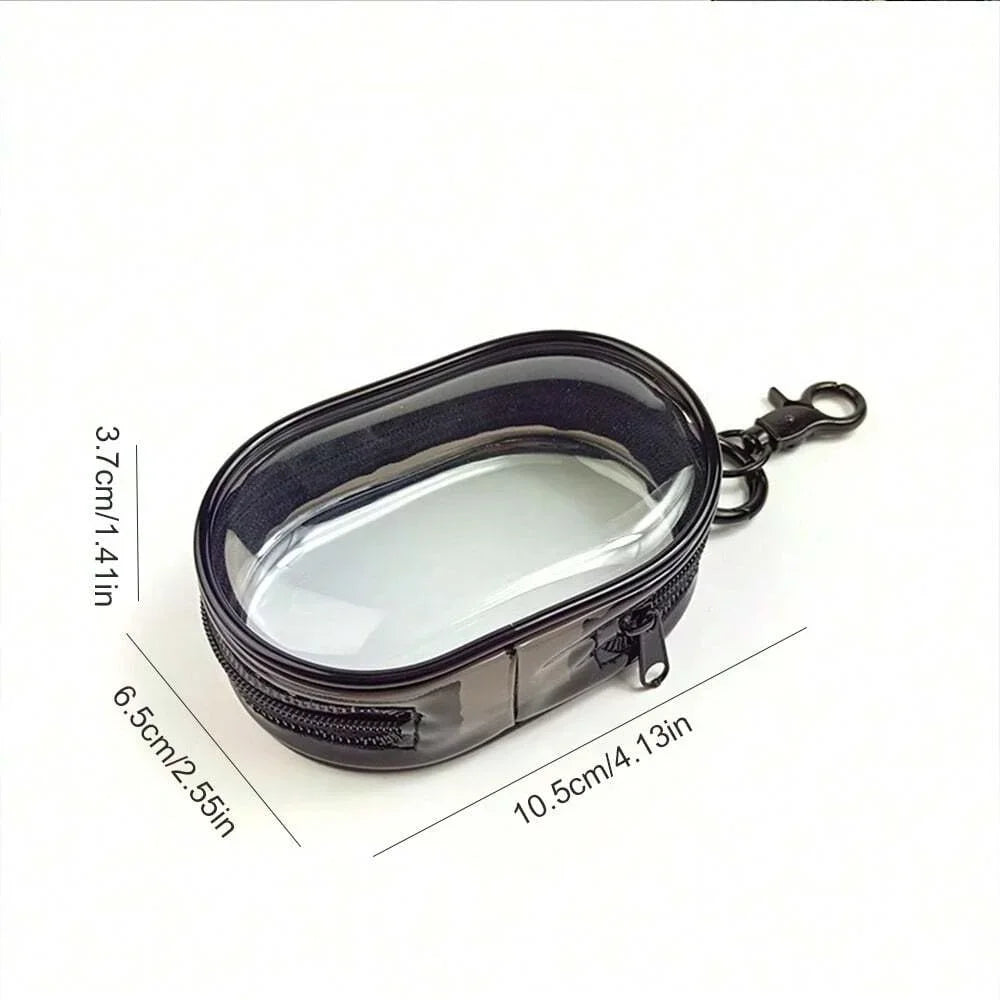 Portable Mini Transparent Storage Bag with Zipper, Multifunctional Headphone and Charger Case, Travel Accessories with Keychain Oasis Select