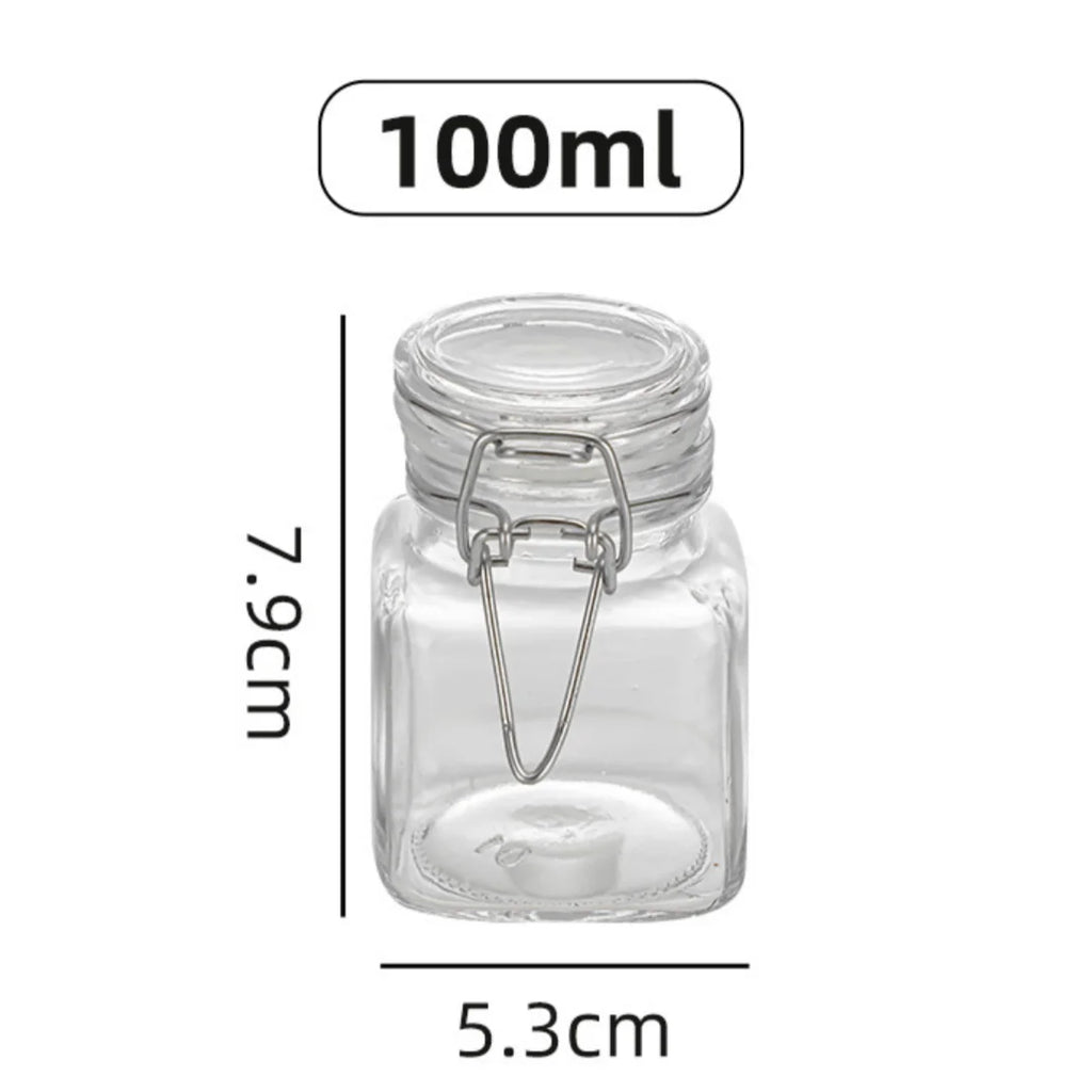 50/100ml Glass Bottle Sealed Storage Jar with Buckle Airtight Locking Lid Big Mouth Kitchen Bottles for Coffee Beans Fruits Nuts Oasis Select 100ml