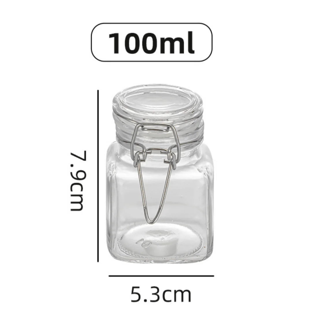 50/100ml Glass Bottle Sealed Storage Jar with Buckle Airtight Locking Lid Big Mouth Kitchen Bottles for Coffee Beans Fruits Nuts Oasis Select 100ml