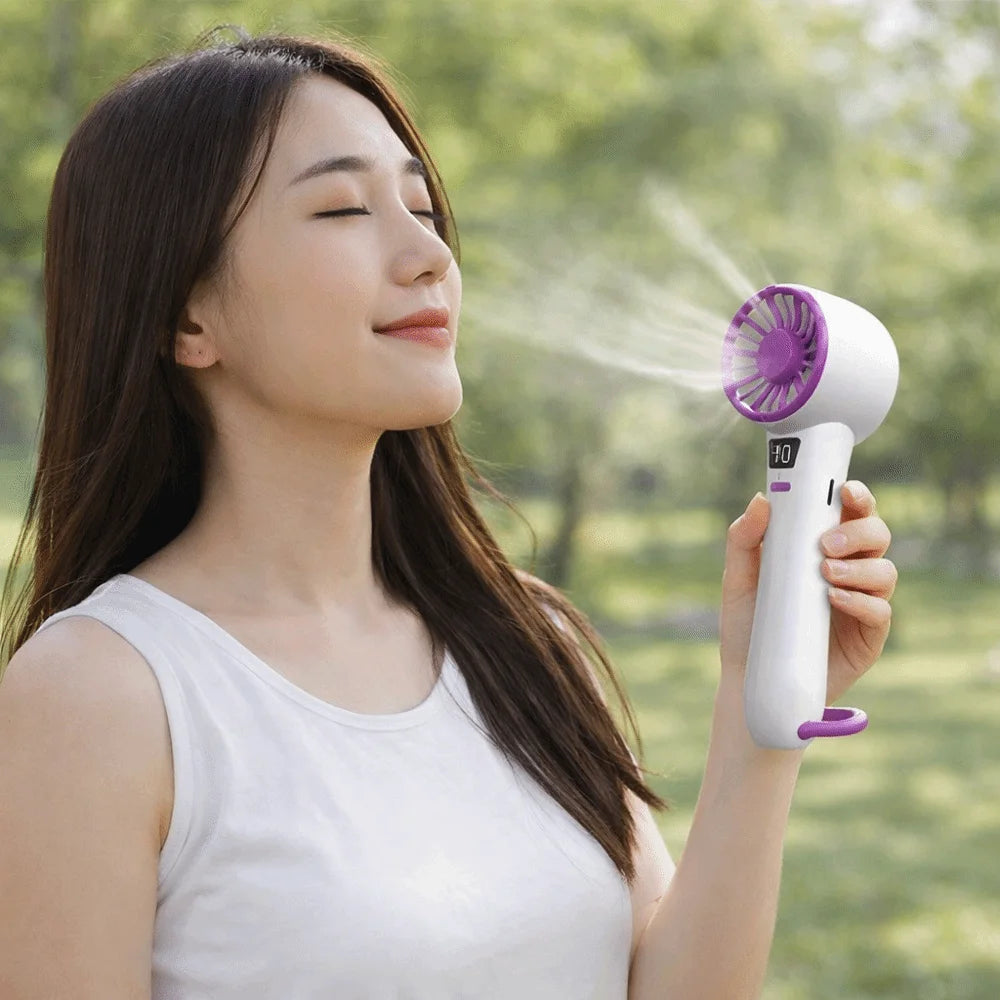 Digital Display Mini Handheld Fan 5 Speeds Long Battery Life USB Rechargeable Fan Telescopic Bracket Quiet High Speed Fan Summer Oasis Select