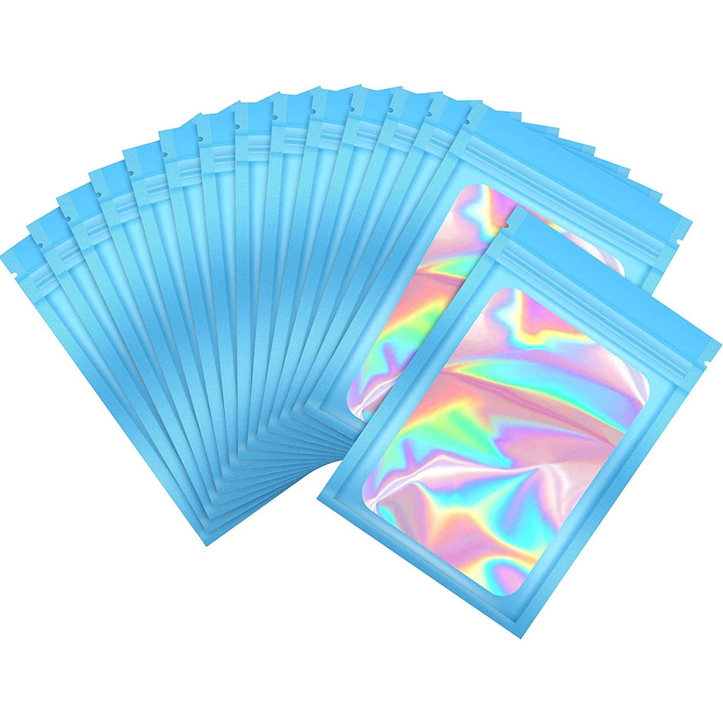 100 Pc Smell Proof Mylar Bags Resealable Odor Proof Bags Holographic Packaging Pouch Bag With Clear Window For Food Oasis Select Blue 10x15cm CHINA