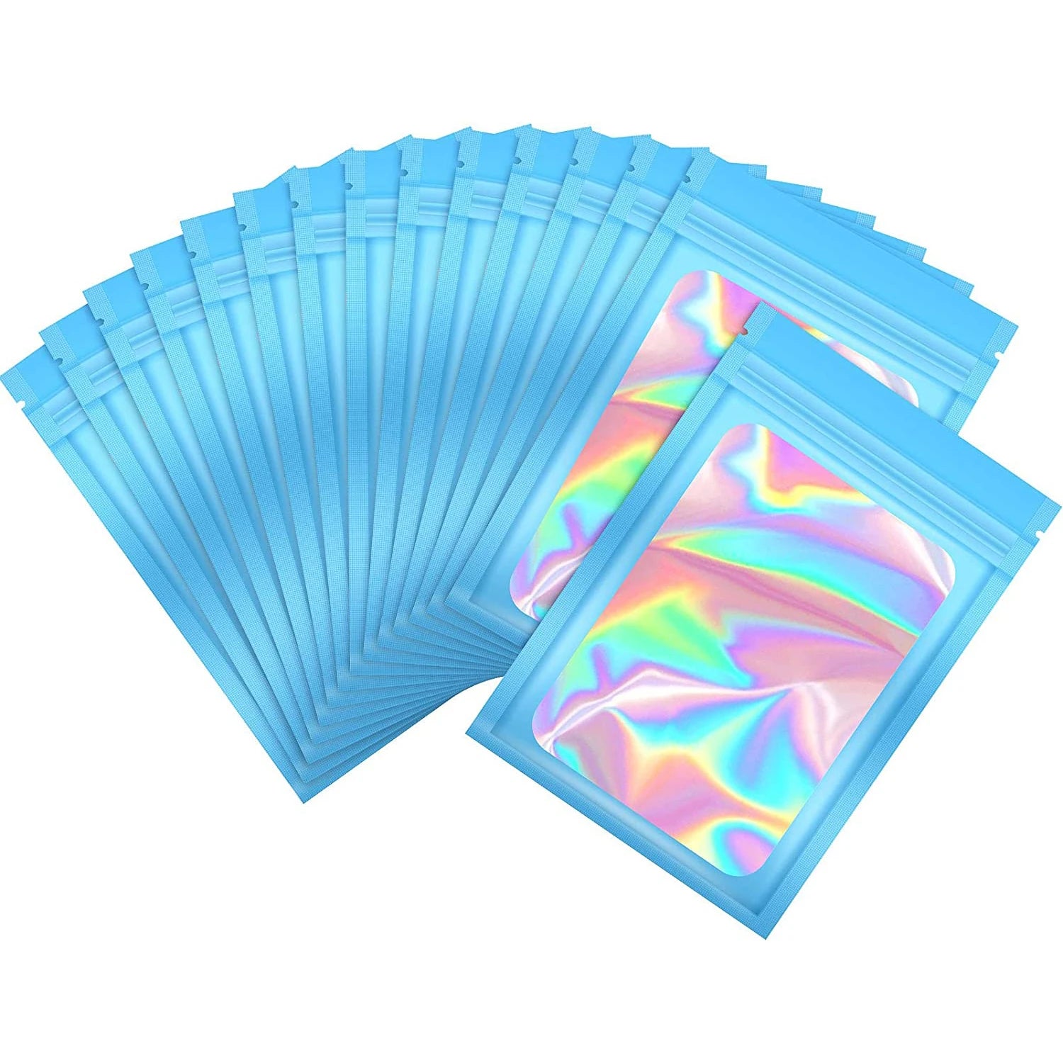 100 Pc Smell Proof Mylar Bags Resealable Odor Proof Bags Holographic Packaging Pouch Bag With Clear Window For Food Oasis Select Blue 10x15cm CHINA