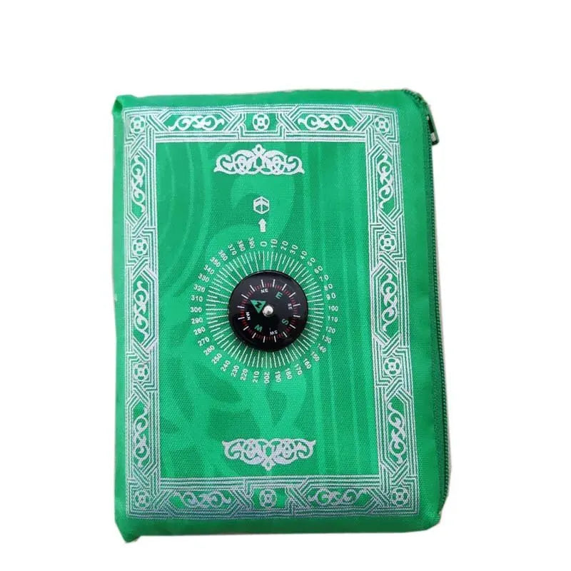 2/1pcs Prayer Rug Polyester Portable Braided Mats Simply Print with Compass In Pouch Travel Home New Style Mat Blanket 100x60cm Oasis Select light green 60X100CM