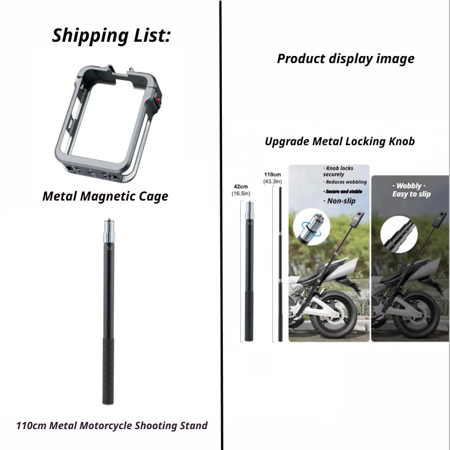 DJI Osmo 360 Metal Cage Quick Release Mount & Cold Shoe Frame