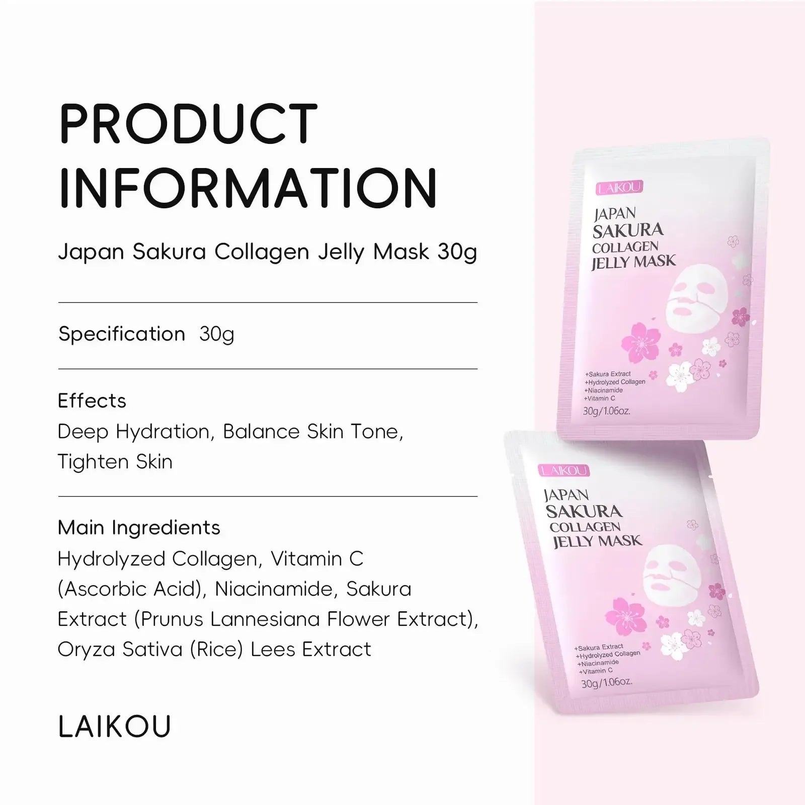 LAIKOU Sakura Collagen Jelly Facial Mask 30g – Hydrating Gel