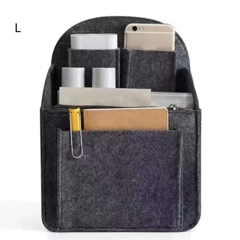 Portable Backpack Felt Insert Small Bag Cosmetic Bags Makeup Organizer Interior Travel Bag Divider Shoulder Bag Fit Various Bags Oasis Select L Dark gray