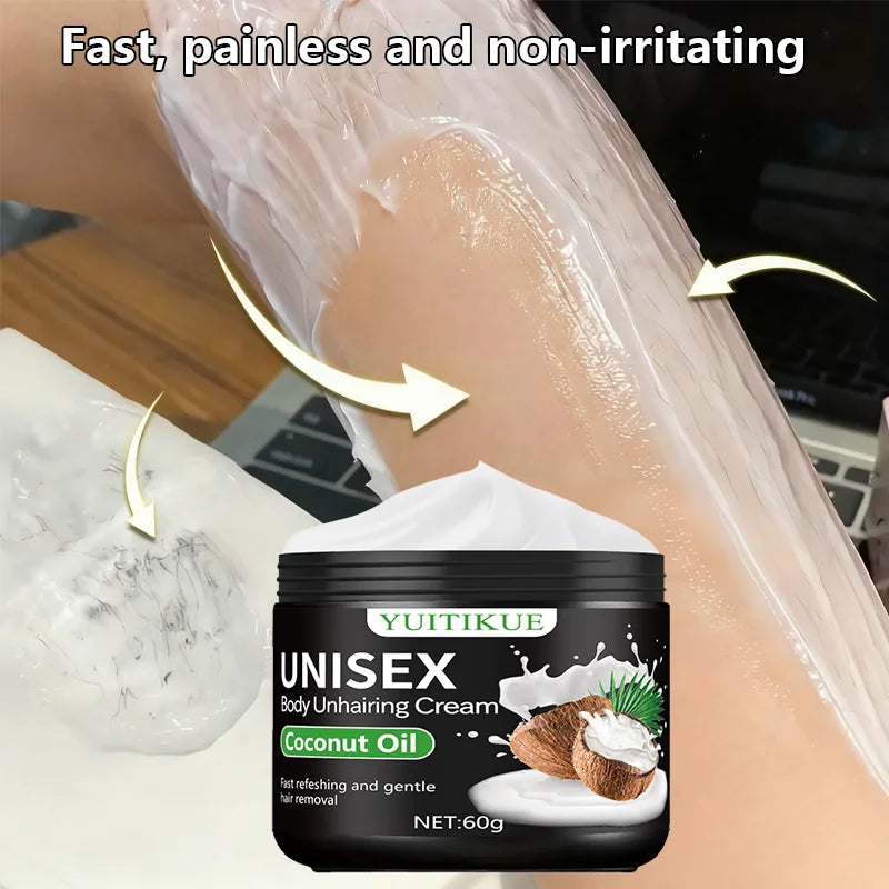 YUITIKUE Hair Removal Cream 60g – Coconut Oil & Aloe Unisex