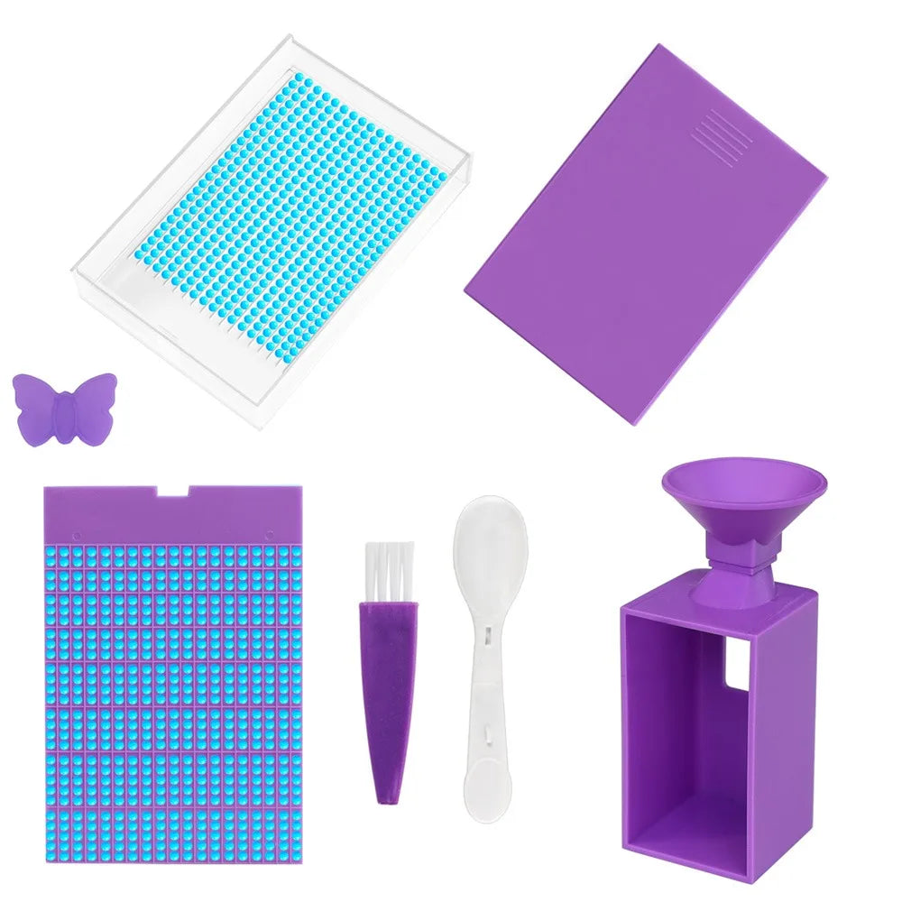Practical Diamond Painting Drills Funnel New Upgrade Storage Container Box Drill Tray Storage Box 5D Diamond Painting Tool Oasis Select Purple-Funnel A