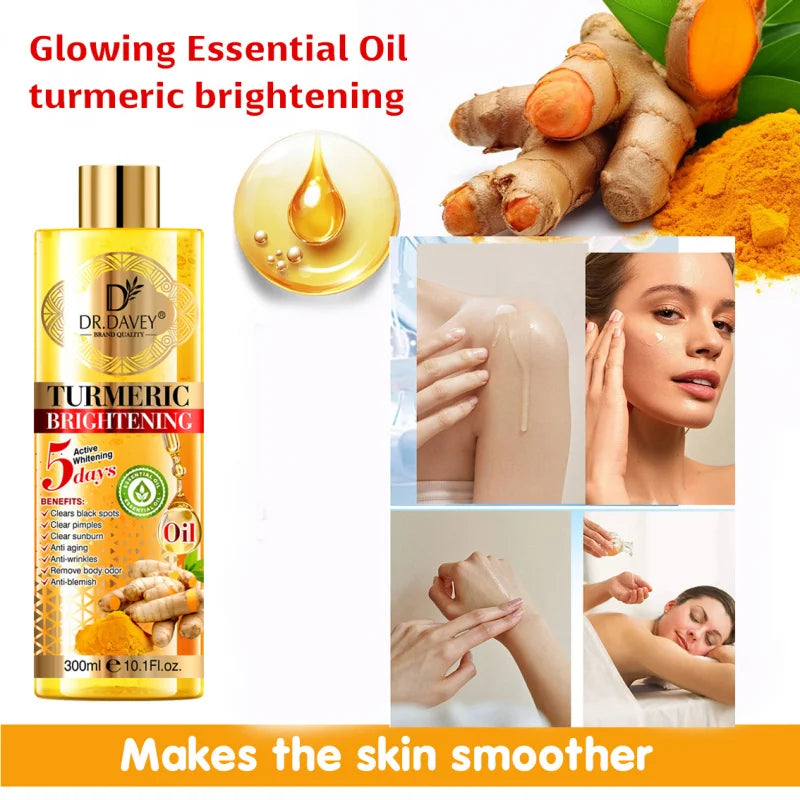 DR.DAVEY 300ml Turmeric Body Oil – Moisturizer for Face & Body