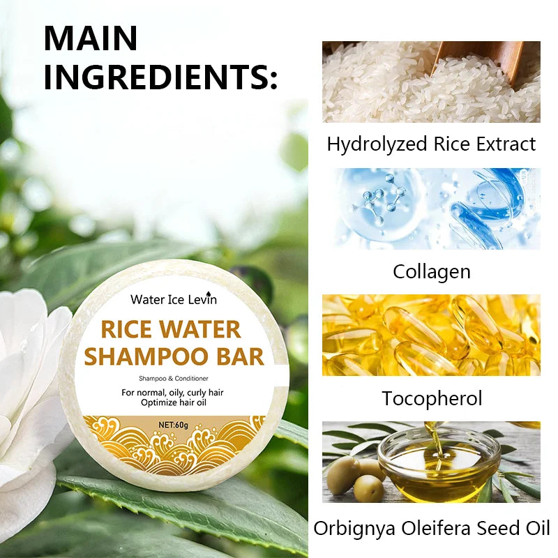 Organic Rice Shampoo Soap Bar Oil Free Conditioning Soap Rice Water Protein Nourishing Anti-loss Hair Hair Growth Soap Bar 60g Oasis Select