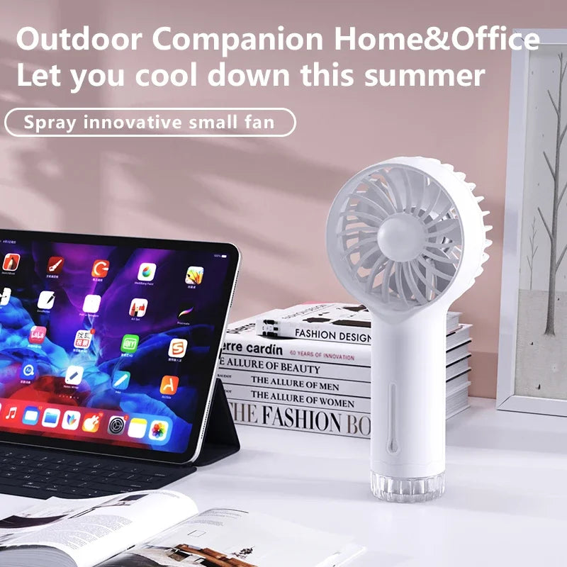 Portable Mini Handheld Misting Fan – USB Rechargeable Spray Fan