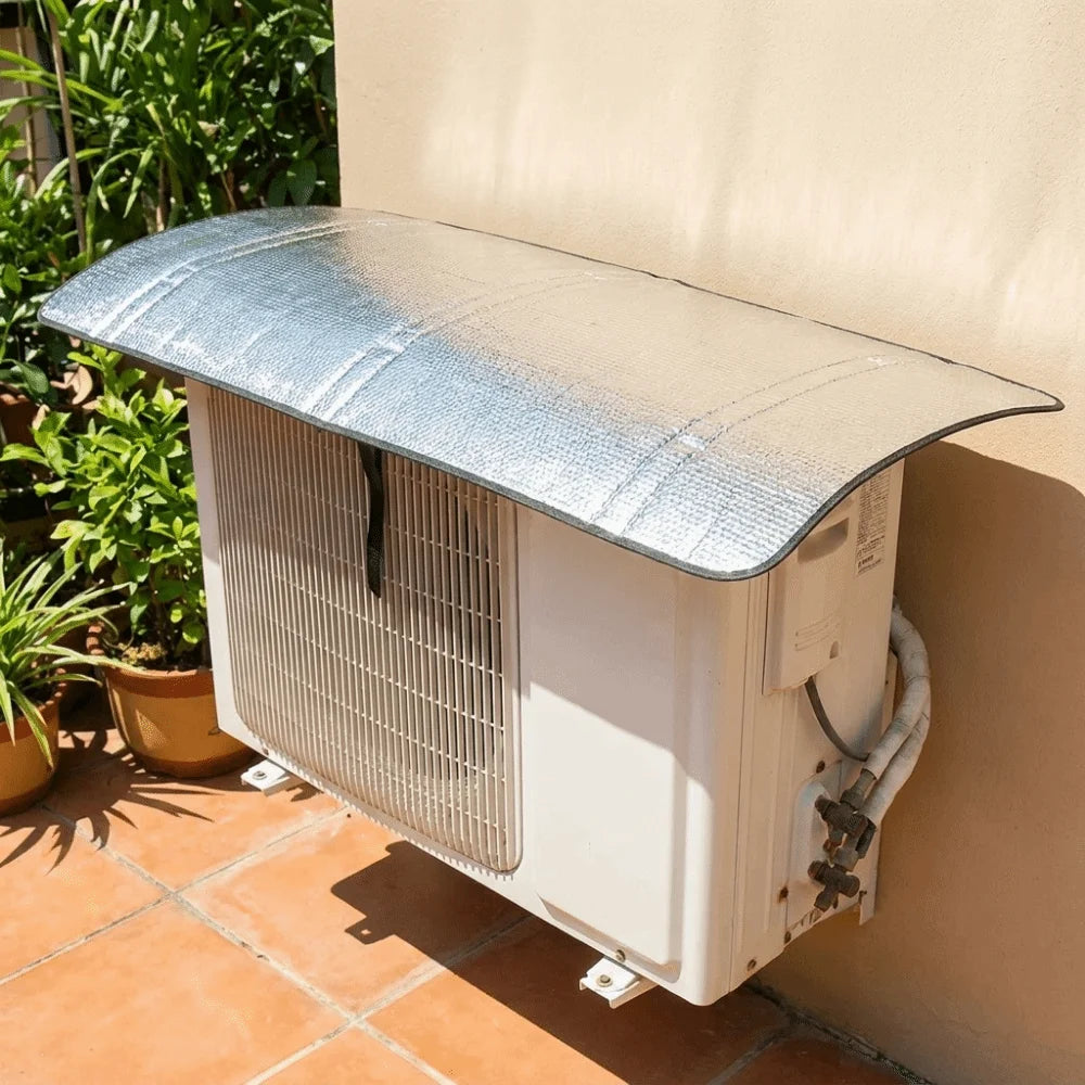 Aluminum Foil Air Conditioning Cover Energy Saving Windproof Air Conditioning Dust Cover with Elastic Band Rainproof Oasis Select