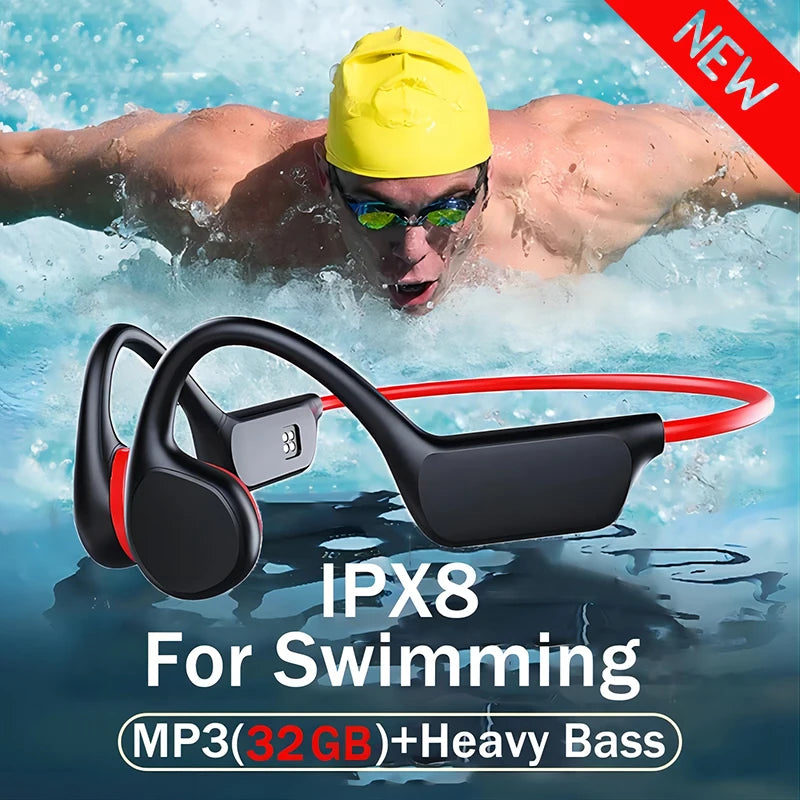 True Bone Conduction Headset IPX8 32GB Bluetooth 5.3 Wireless Swimming Headphone With Microphone Waterproof Exercise Fitness Oasis Select
