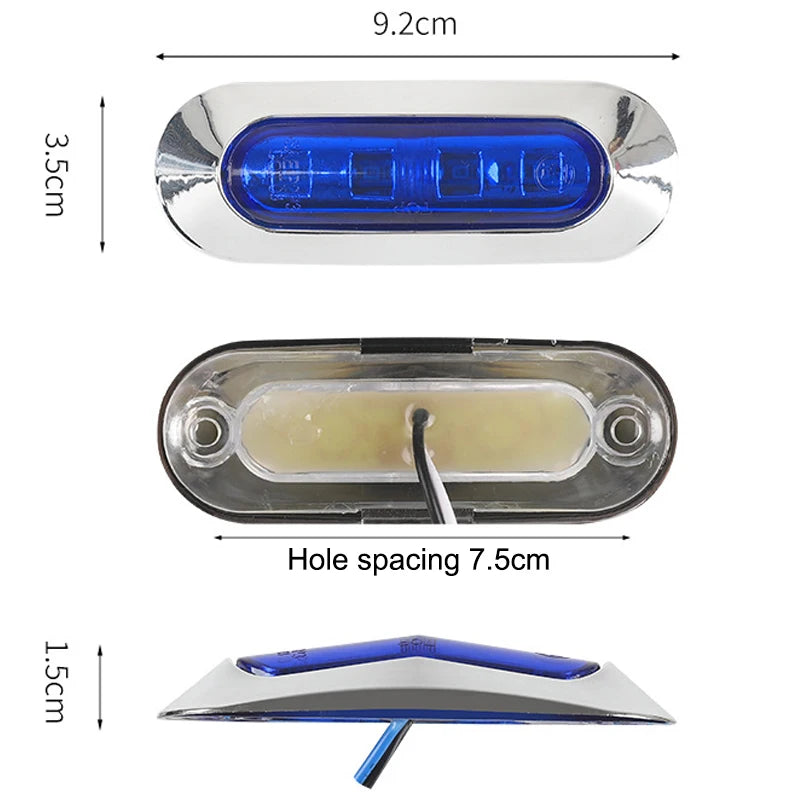 2-Pack Waterproof LED Boat Signal Lamps: 12V-24V Navigation Lights for Marine Yachts Oasis Select