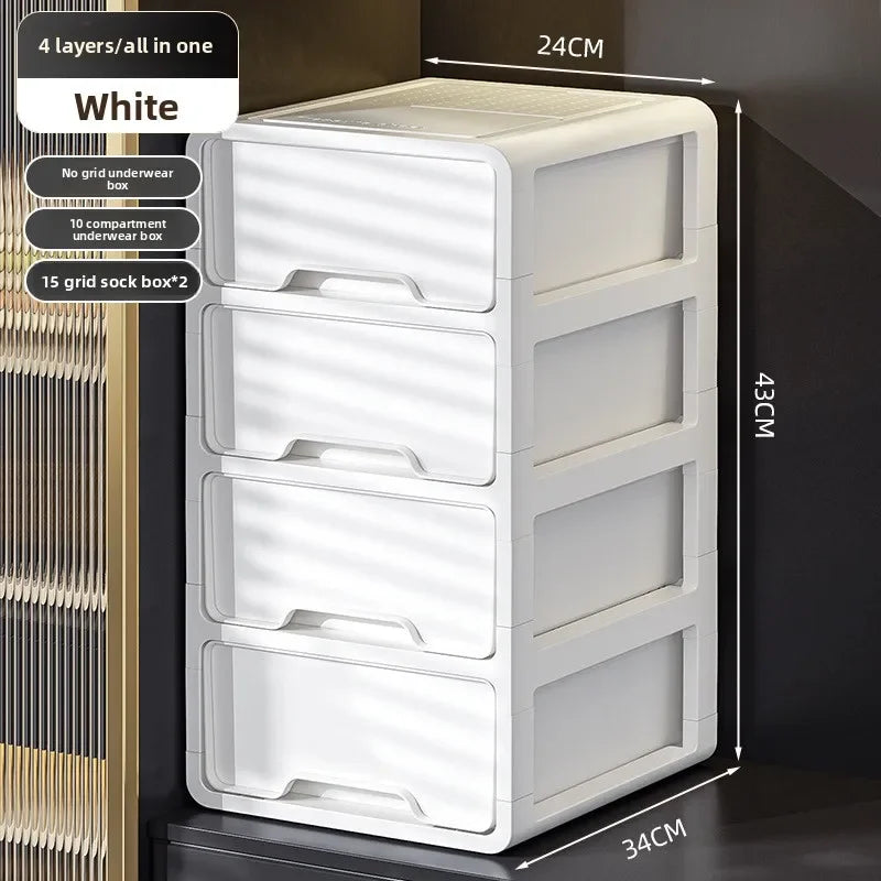 Underwear Storage Box Drawer Grid Socks Storage ******derwear Multifunctional Layered Storage Dust-proof Organizing Box Oasis Select 4th floor white