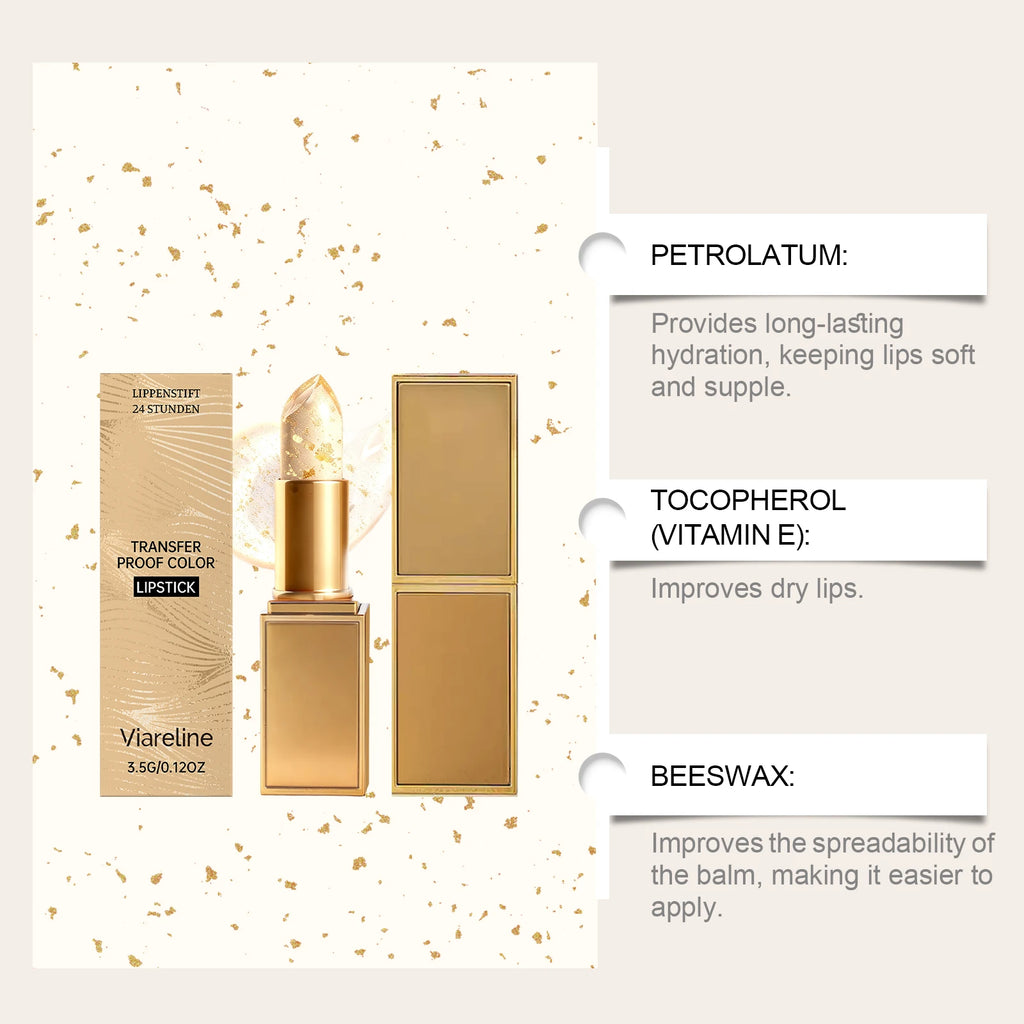 3.5g Gold Leaf Lip Balm Color Changing Temperature Reactive Moisturizing Natural Tint Non Greasy Long Lasting Hydrating Lip Care Oasis Select
