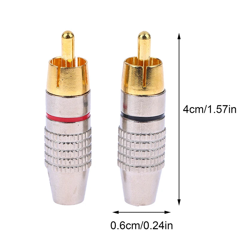 2Pcs RCA Male Connector Non Solder Plug Adapter For Audio Cable Plug Video CCTV Camera Solder-Free Adapter Cable Converter Oasis Select