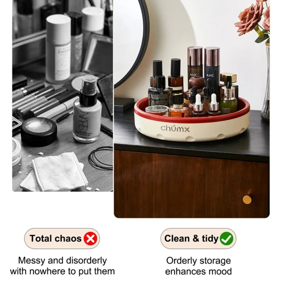 Desktop storage box, 360-degree rotating makeup organizer, perfect for bedrooms, living rooms, and bathrooms, stylish design Oasis Select