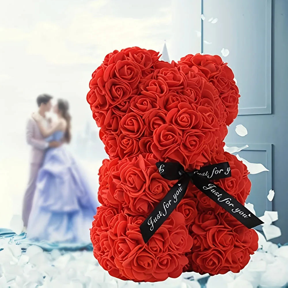 1pc Rose Bear Artificial Foam Flowers Bear Made Of Roses For Valentines Day, Mothers Day, Anniversary, Birthday Gifts Oasis Select