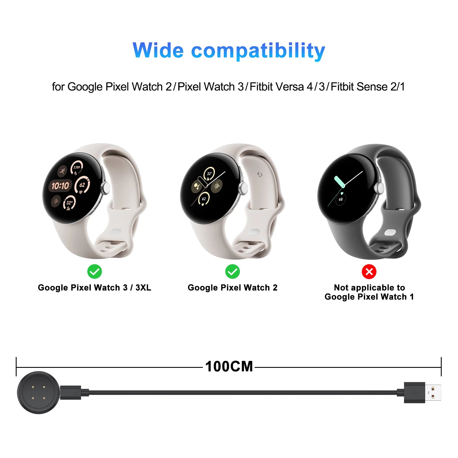 Fast Charging Dock for Google Pixel Watch 3, 3XL & 2 + Lanyard Smartwatch Charging Dock Oasis Select