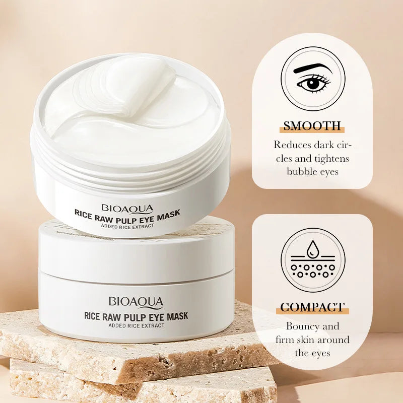 BIOAQUA 60pc White Rice Collagen Eye Masks – Dark Circles & Bags Eye Mask Patches Oasis Select