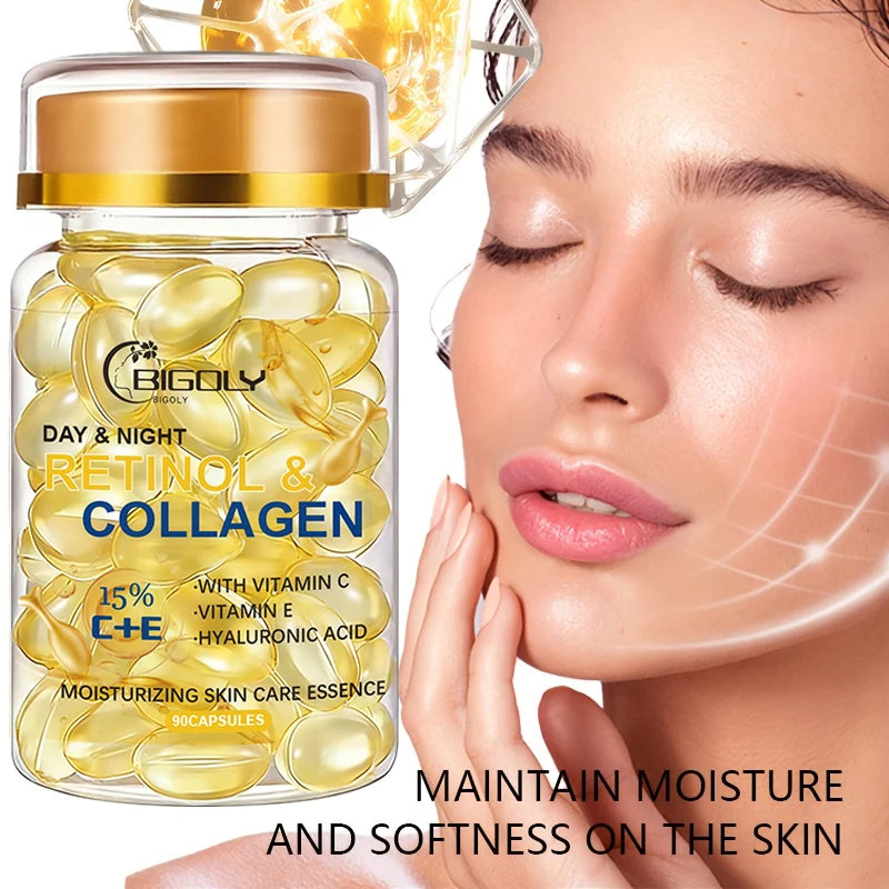 Retinol & Collagen Face Serum Capsules – 90ct Moisturizing Face Serum Capsules Oasis Select