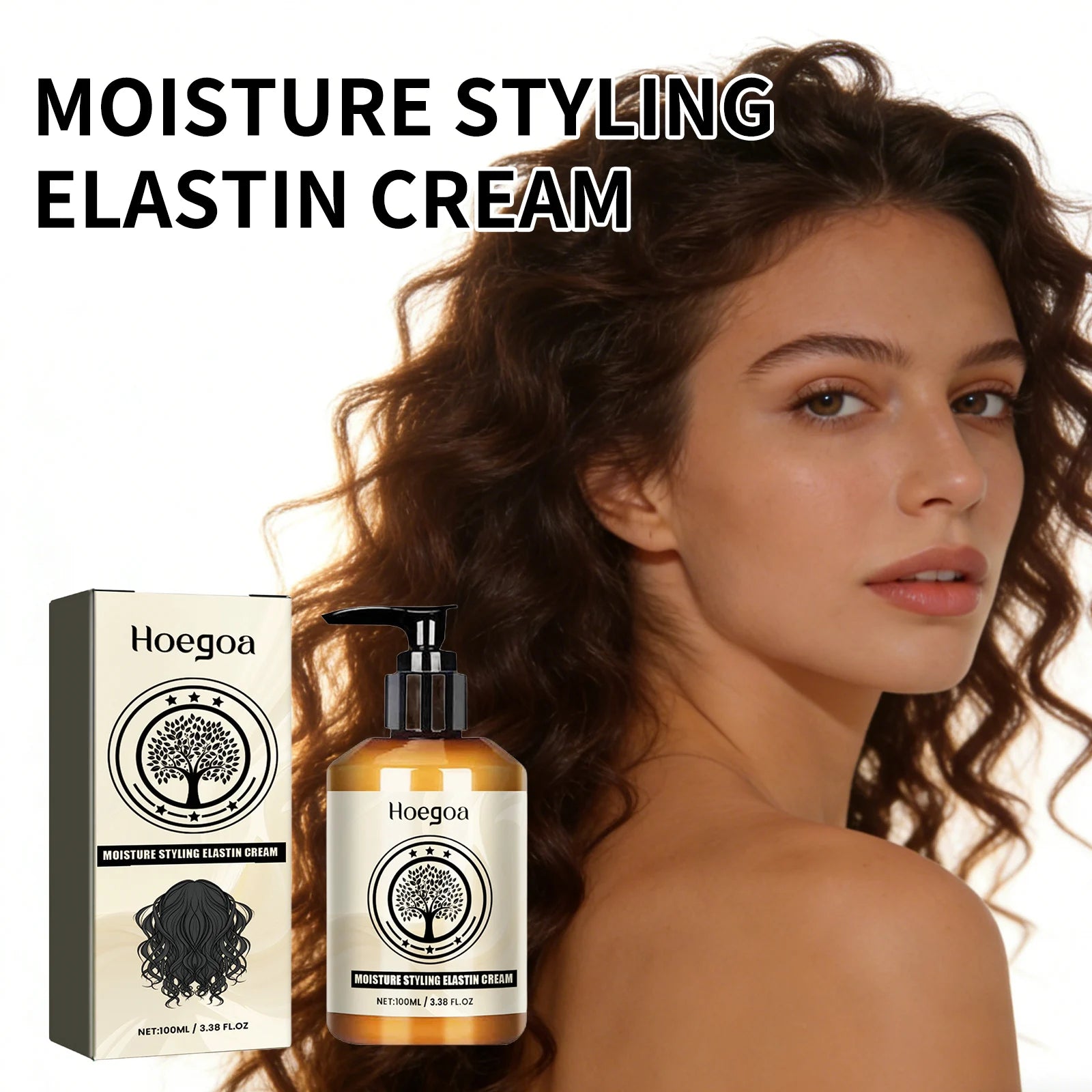 HOEGOA Elastin Curl Cream – Volume, Moisture & Frizz Control Curl Styling Cream Oasis Select
