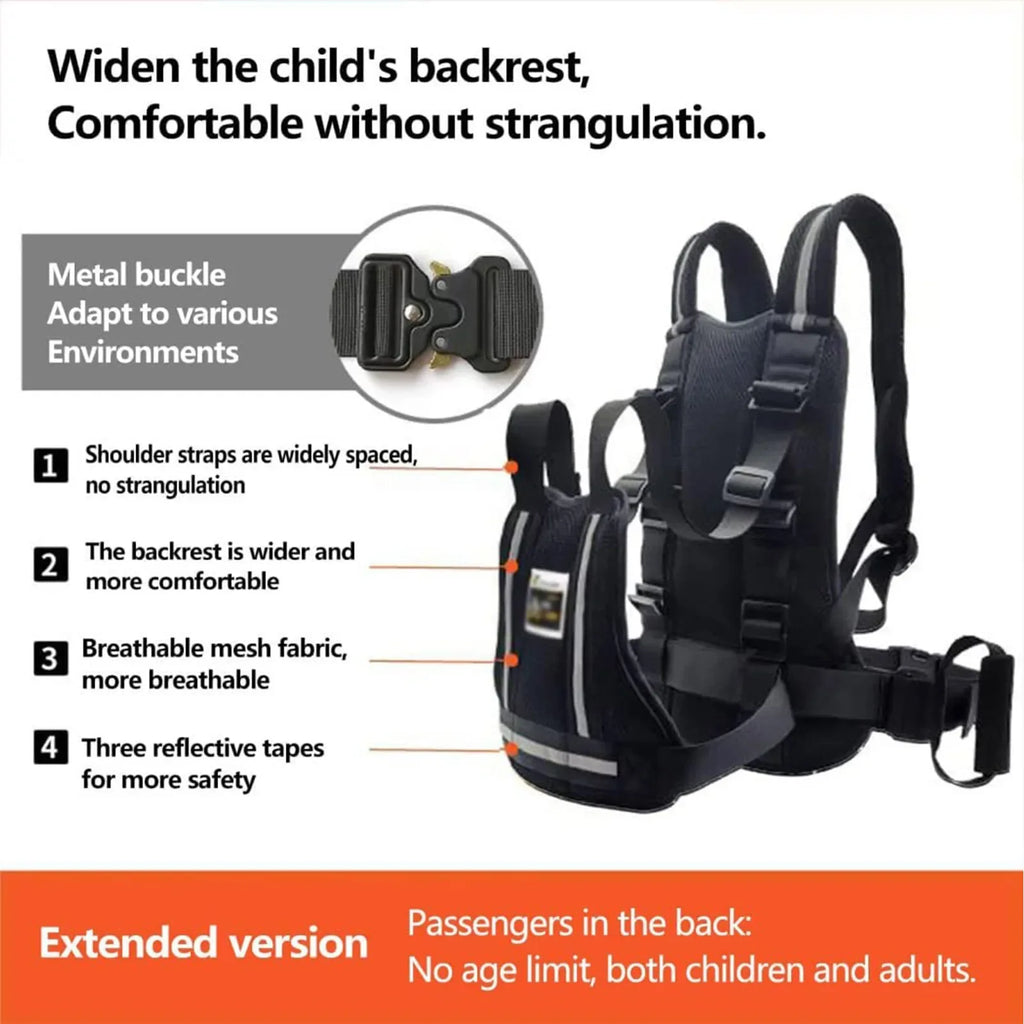 Motorcycle Safety Belt for Kids Adjustable Children Harness Anti-drop Baby Riding Seat Belt for Motorcycle Bike Safety Belt Oasis Select black A 1