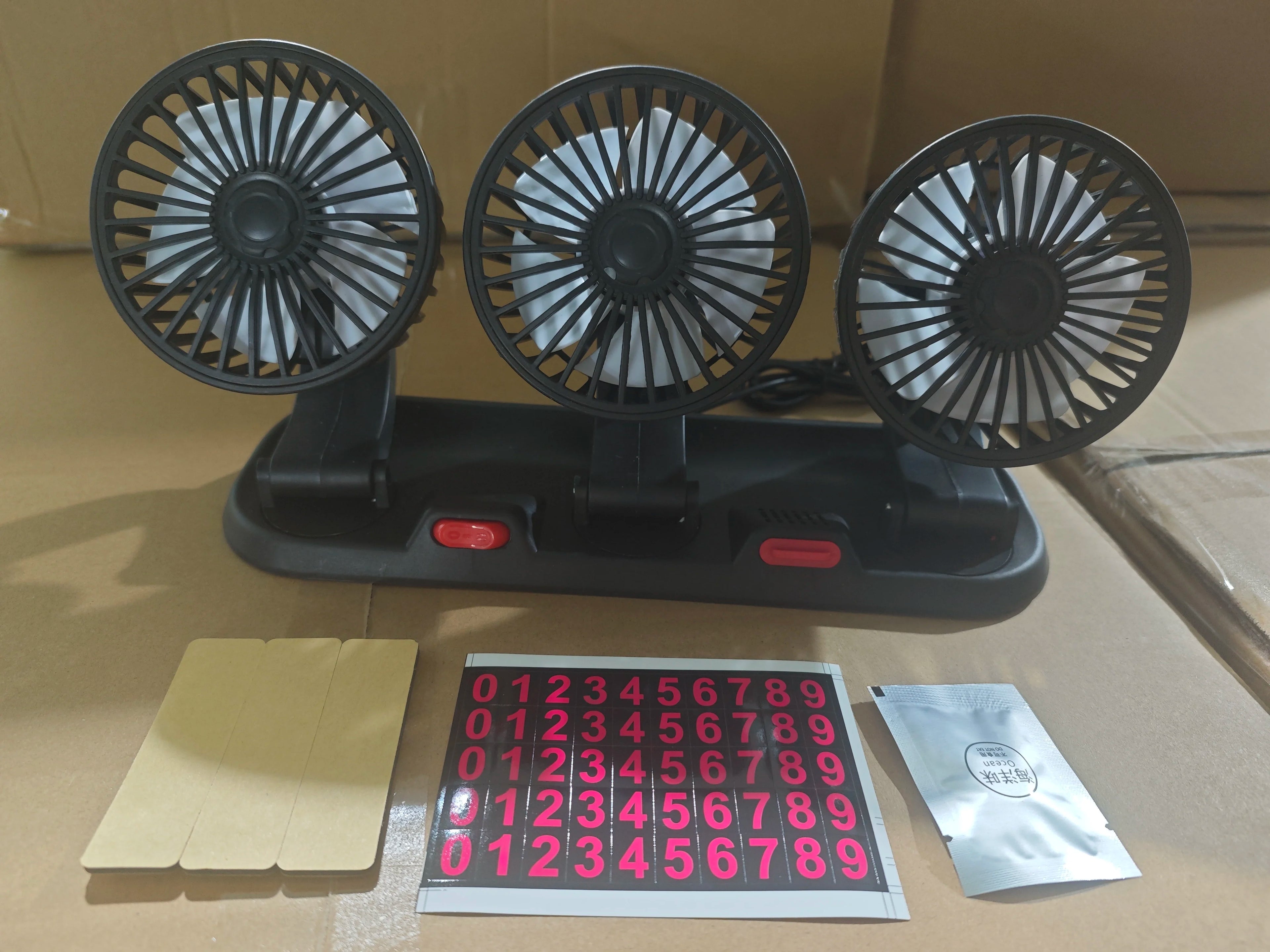 360° Adjustable 3-Head Car Fan Automotive Electric Air Circulator USB/12V/24V Dual-Speed Silent Fan for Home Desk Office & Car Oasis Select 3 Head 5V USB
