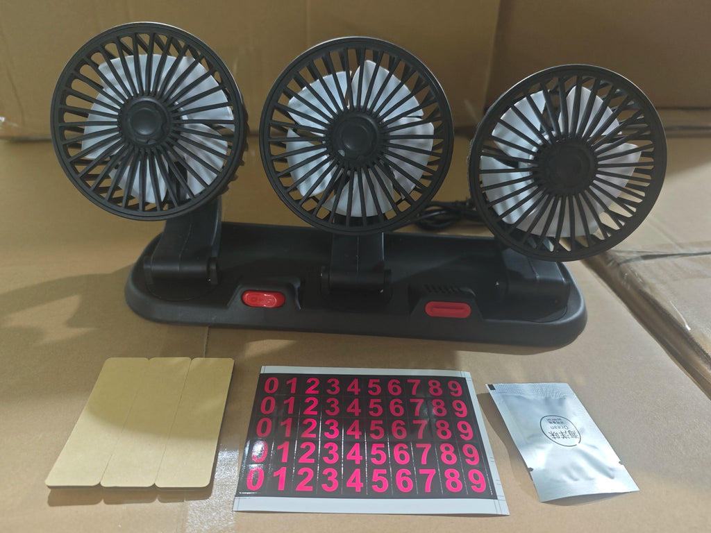 Car Fan 360° Adjustable 3 Head Air Fan Automotive Electric Fan USB/12V/24V Fan 2 Speeds Car Silent Fan For Home Desk Office&Car Oasis Select 3 Head 5V USB