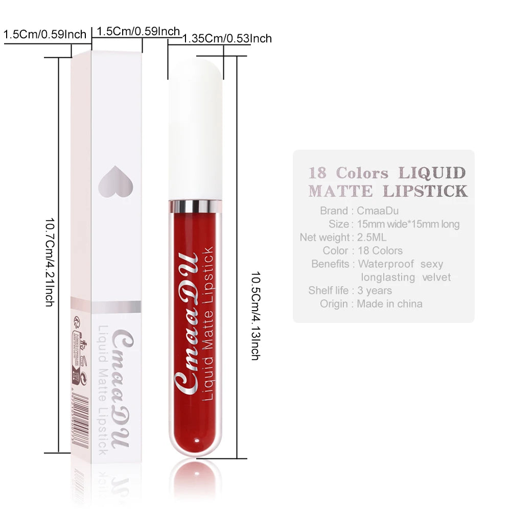 1 Pcs Matte Lipstick Lip Gloss Shade for All Skin Types Long-Lasting Non-Fading Waterproof Non-stick Cup Exquisite Gift Lips Oasis Select