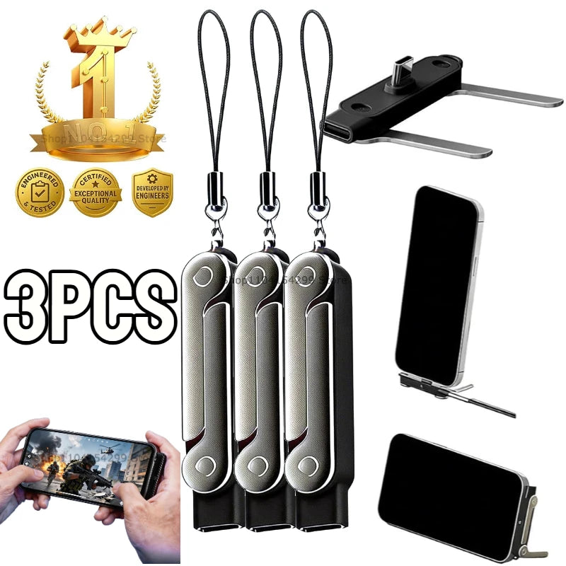 USB Type C Flat Charger Charging Cable C Kick Cable Stand with Invisible Support Foldable Phone Holder 240W Charge Wire Bracket Oasis Select Black-3PCS