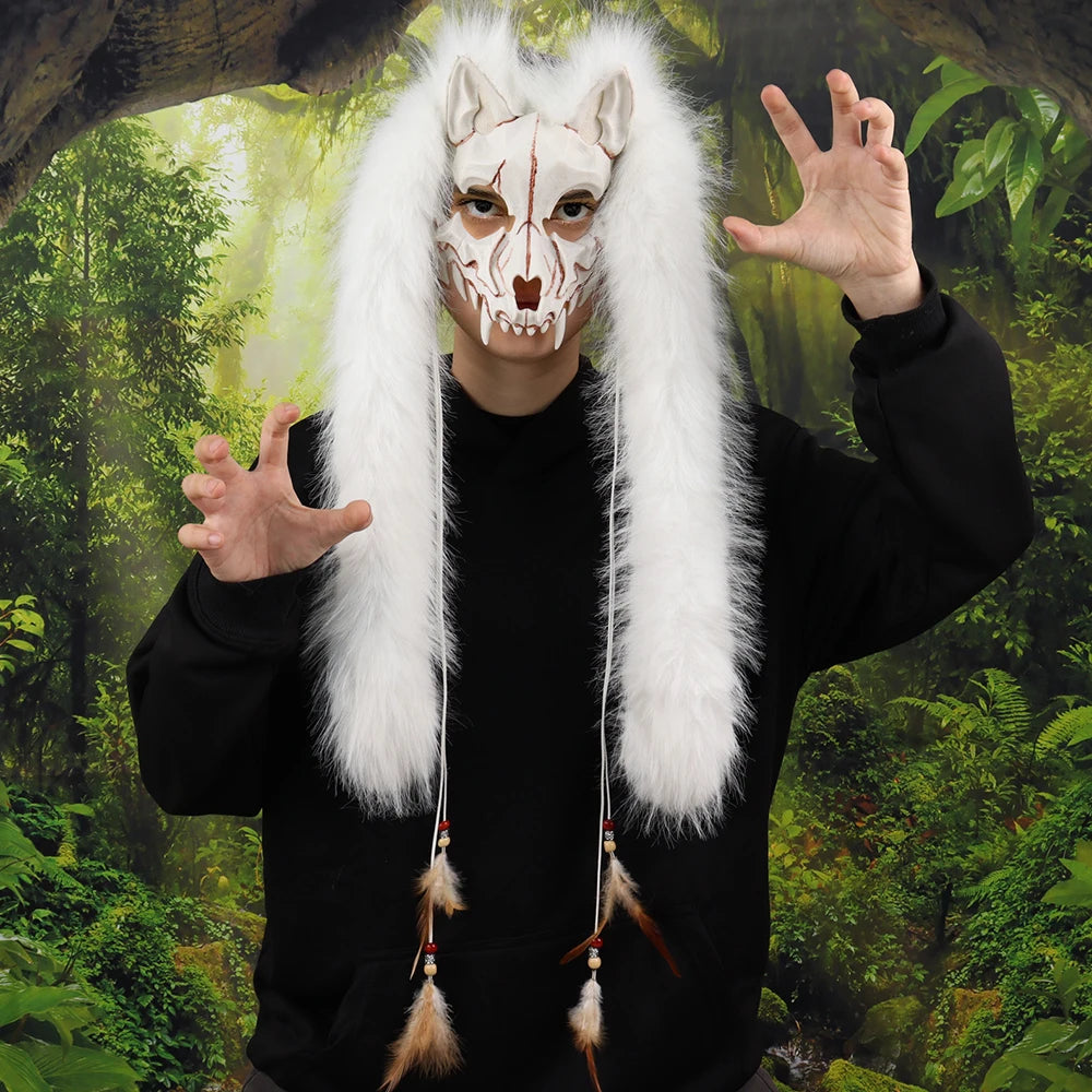 fursuit Halloween Carnival Animal Mask Viking Fox Werewolf Mask cosplay costumes accessions jirai kei Halloween cosplay Oasis Select