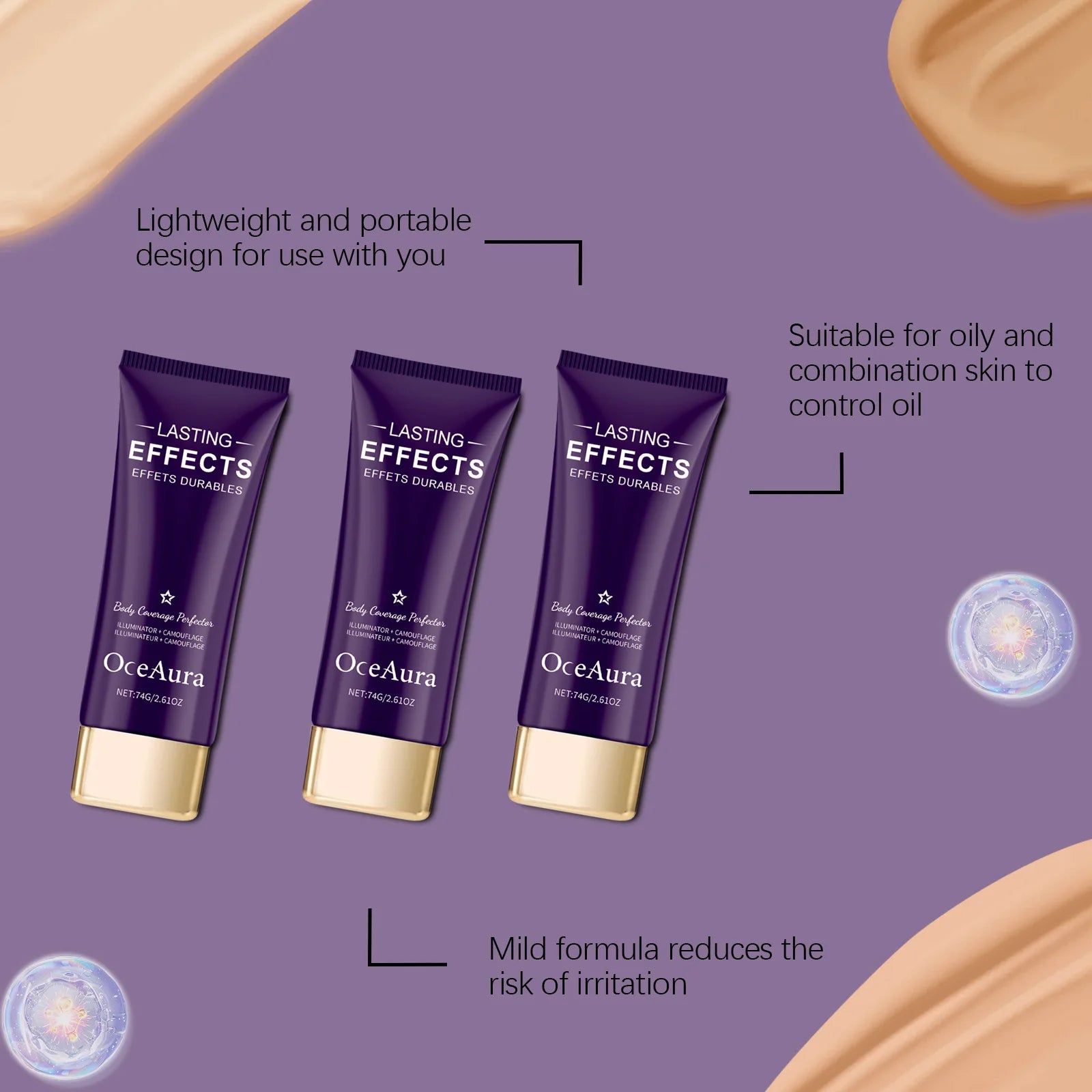 OceAura Lightweight Concealer & Foundation Cream – Full Coverage Concealer Foundation Oasis Select