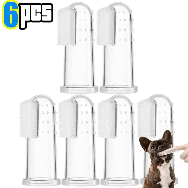 1/3/6Pcs Cat Dog Toothbrush Silicone Puppy Cat Finger Sleeve Toothbrushs Pet Finger ToothbrushPet Cleaning Supplies Oasis Select 6pcs without box