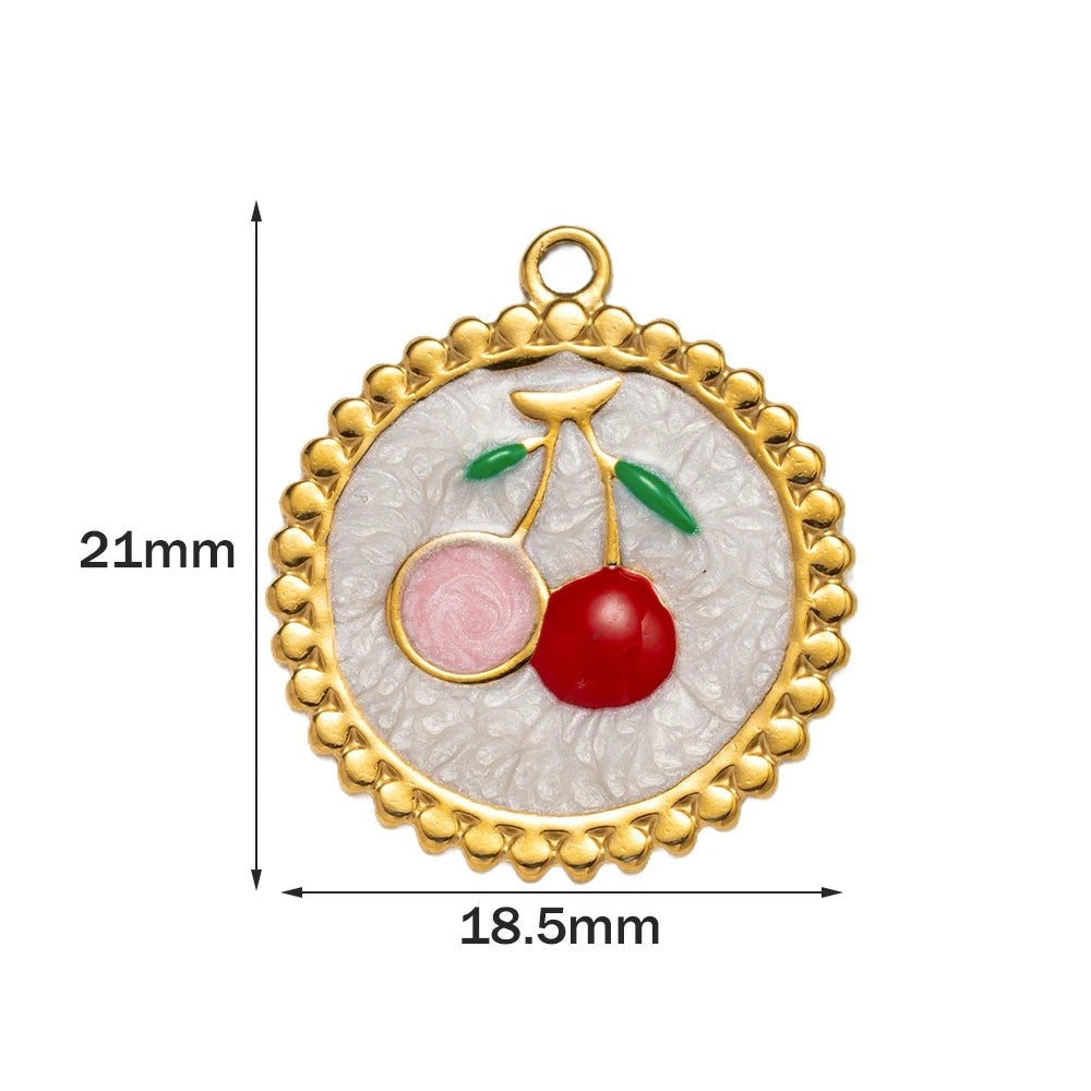 5pcs Stainless Steel Enamel Flower Pearl Bead Charms Earring Pendant for DIY Necklace Bracelet Jewelry Making and Crafting Oasis Select D Red pink