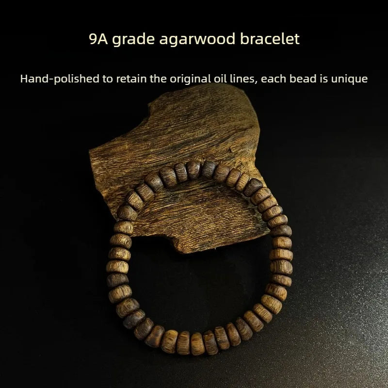 Agarwood Prayer Rosary Bracelet，Arabian Luxury Incense Scent Oudh Wood Prayer Bead Bracelets for Purifying Soul Yoga Meditation Oasis Select