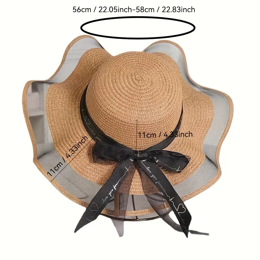 Elegant Wide Brim Sun Hat with Bowknot - UV Protection, Breathable Straw Beach Cap for Women, Perfect for Outdoor Leisure Oasis Select